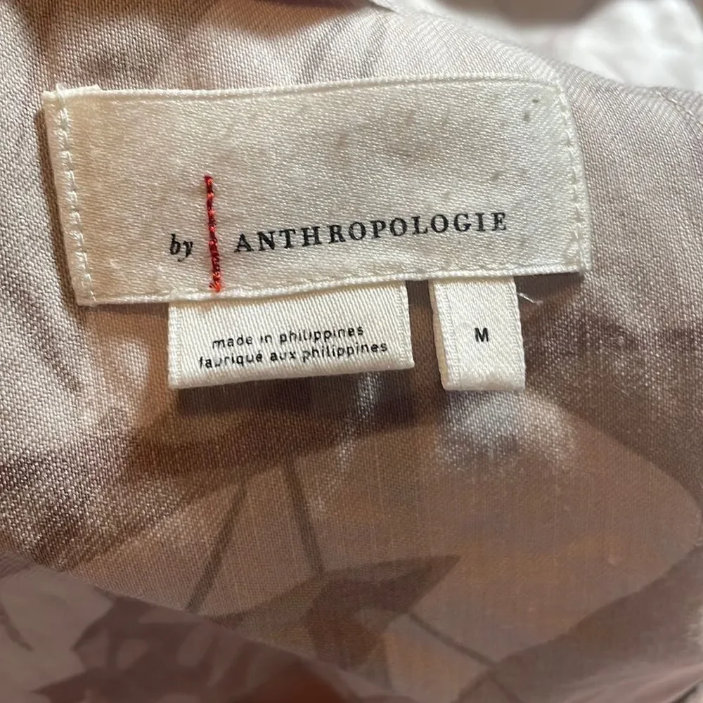 Anthropologie Wide Leg Linen Blend Jumpsuit Beige